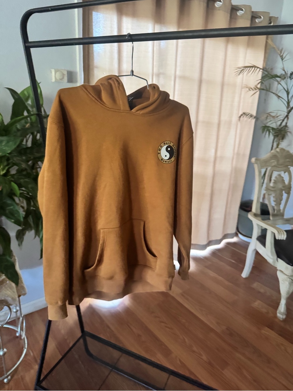 T&C Surf Designs Hawaii Mustard Brown Yin Yang Pullover Hoodie